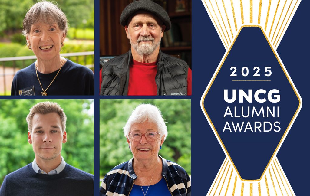 Four award recipients and the 2025 awards logo